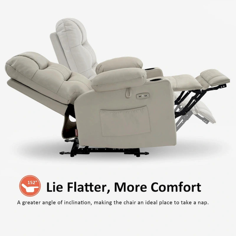 Fauteuil inclinable électrique avec fonctions chauffage et massage, en similicuir, 1 place
