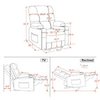 Fauteuil inclinable électrique avec fonctions chauffage et massage, en similicuir, 1 place