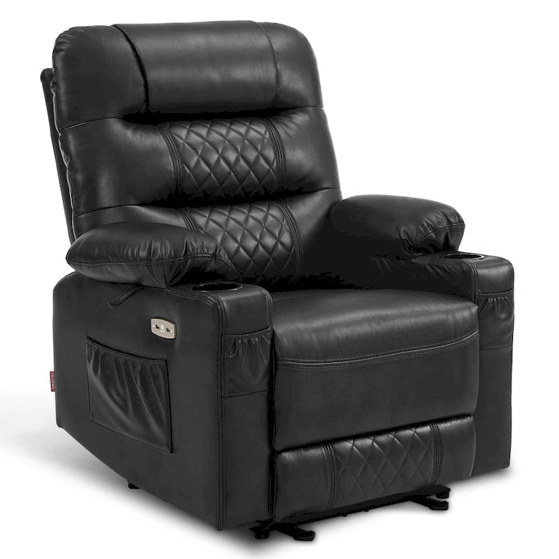 Fauteuil inclinable électrique avec fonctions chauffage et massage, en similicuir, 1 place