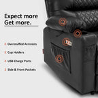 Fauteuil inclinable électrique avec fonctions chauffage et massage, en similicuir, 1 place