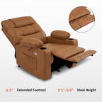 Fauteuil inclinable électrique avec fonctions chauffage et massage, en similicuir, 1 place