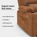 Fauteuil inclinable électrique avec fonctions chauffage et massage, en similicuir, 1 place