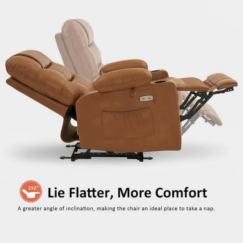 Fauteuil inclinable électrique avec fonctions chauffage et massage, en similicuir, 1 place