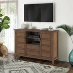 Meuble TV en bois massif transitionnel multicolore pour téléviseurs jusqu'à 60" | 54 larg. x 17,5 prof. x 36 haut. po.