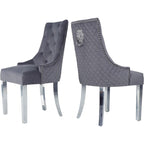 Chaise de salle à manger en velours bleu/ambre/beige/kaki clair, capitonnée, lot de 2