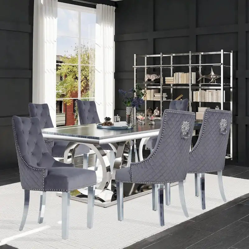 Chaise de salle à manger en velours bleu/ambre/beige/kaki clair, capitonnée, lot de 2