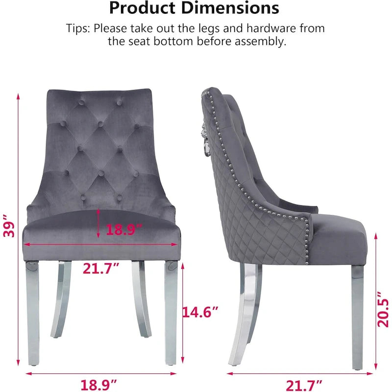 Chaise de salle à manger en velours bleu/ambre/beige/kaki clair, capitonnée, lot de 2