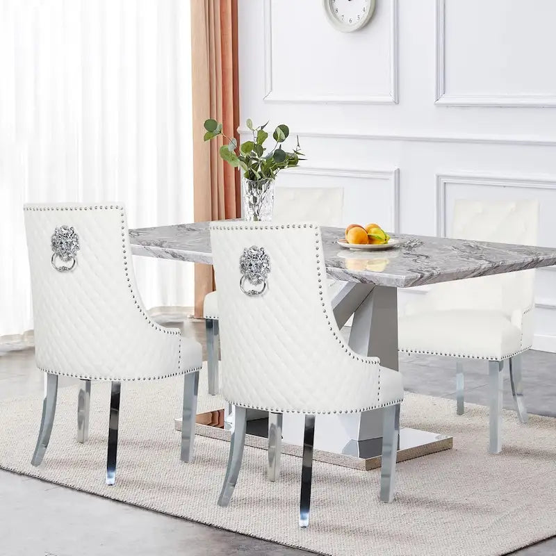 Chaise de salle à manger en velours bleu/ambre/beige/kaki clair, capitonnée, lot de 2