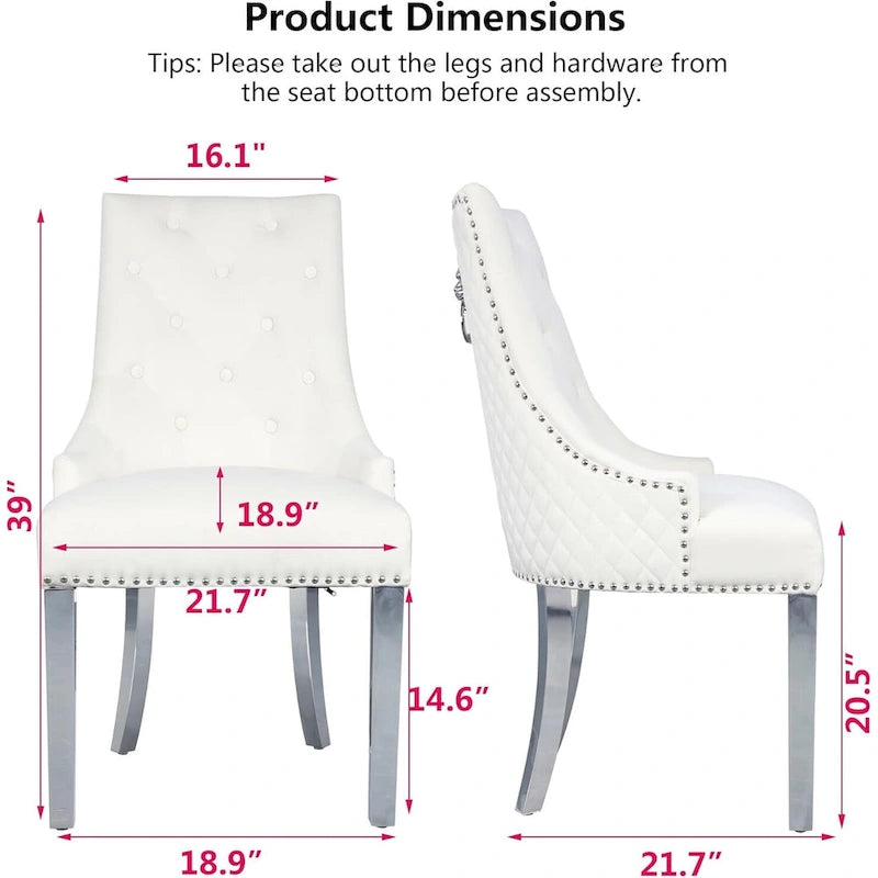 Chaise de salle à manger en velours bleu/ambre/beige/kaki clair, capitonnée, lot de 2