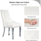 Chaise de salle à manger en velours bleu/ambre/beige/kaki clair, capitonnée, lot de 2