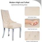 Chaise de salle à manger en velours bleu/ambre/beige/kaki clair, capitonnée, lot de 2