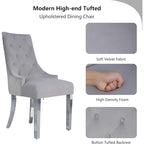 Chaise de salle à manger en velours bleu/ambre/beige/kaki clair, capitonnée, lot de 2