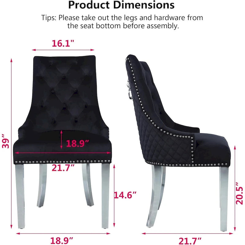 Chaise de salle à manger en velours bleu/ambre/beige/kaki clair, capitonnée, lot de 2