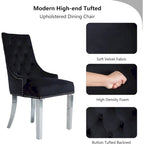 Chaise de salle à manger en velours bleu/ambre/beige/kaki clair, capitonnée, lot de 2