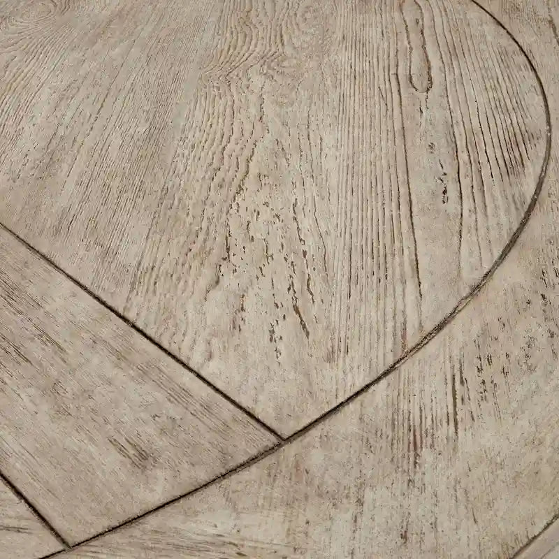 Table à manger ronde gris antique – Style pied central rustique, 4-8 places