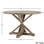 Table à manger ronde gris antique – Style pied central rustique, 4-8 places