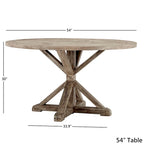 Table à manger ronde gris antique – Style pied central rustique, 4-8 places