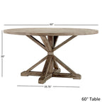 Table à manger ronde gris antique – Style pied central rustique, 4-8 places