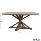 Table à manger ronde gris antique – Style pied central rustique, 4-8 places