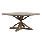 Table à manger ronde gris antique – Style pied central rustique, 4-8 places