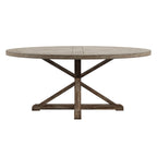 Table à manger ronde gris antique – Style pied central rustique, 4-8 places