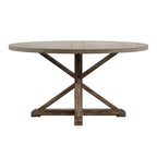 Table à manger ronde gris antique – Style pied central rustique, 4-8 places