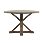 Table à manger ronde gris antique – Style pied central rustique, 4-8 places