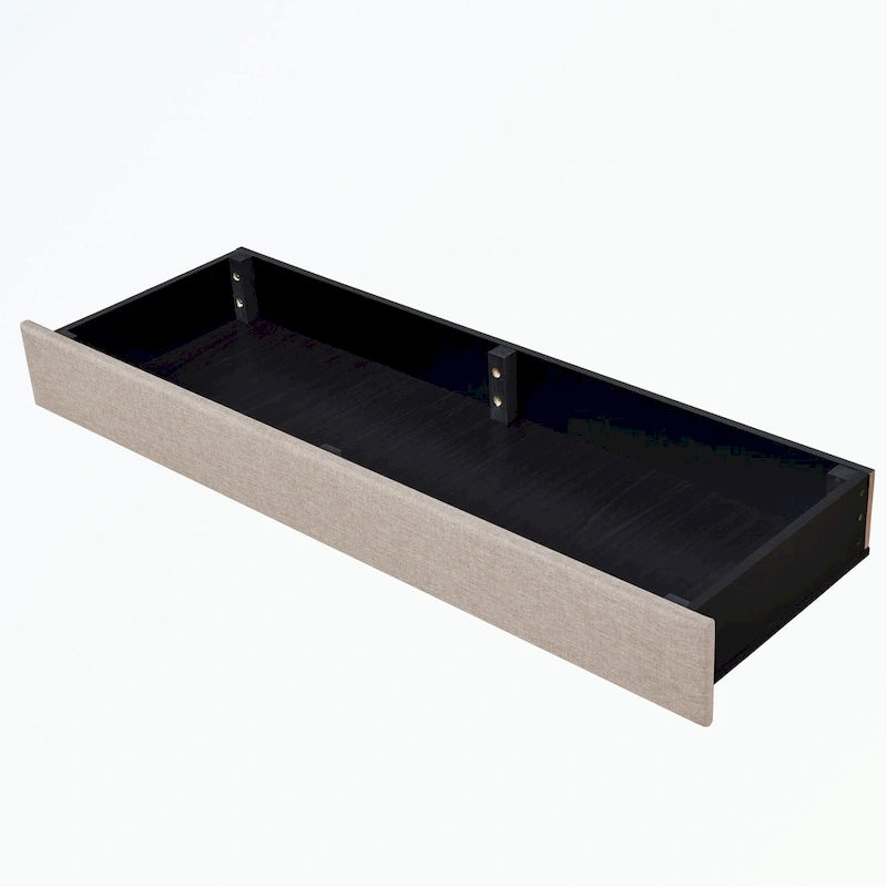 Lit plateforme Queen tapissé en lin avec 3 tiroirs, rose/bleu/beige/gris, 2 personnes