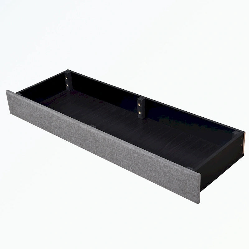 Lit plateforme Queen tapissé en lin avec 3 tiroirs, rose/bleu/beige/gris, 2 personnes