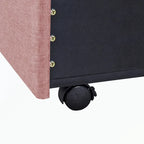 Lit plateforme Queen tapissé en lin avec 3 tiroirs, rose/bleu/beige/gris, 2 personnes