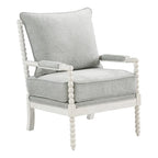 Fauteuil Spindle, Rembourré, Une place – Gris clair / Denim / Lin / Blanc antique