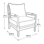 Fauteuil Spindle, Rembourré, Une place – Gris clair / Denim / Lin / Blanc antique