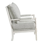 Fauteuil Spindle, Rembourré, Une place – Gris clair / Denim / Lin / Blanc antique