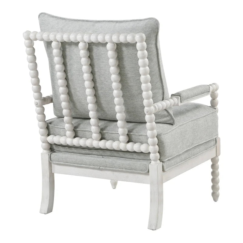 Fauteuil Spindle, Rembourré, Une place – Gris clair / Denim / Lin / Blanc antique