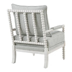Fauteuil Spindle, Rembourré, Une place – Gris clair / Denim / Lin / Blanc antique