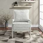 Fauteuil Spindle, Rembourré, Une place – Gris clair / Denim / Lin / Blanc antique