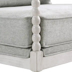 Fauteuil Spindle, Rembourré, Une place – Gris clair / Denim / Lin / Blanc antique