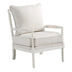 Fauteuil Spindle, Rembourré, Une place – Gris clair / Denim / Lin / Blanc antique