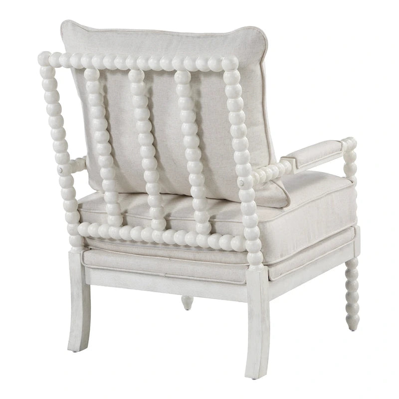Fauteuil Spindle, Rembourré, Une place – Gris clair / Denim / Lin / Blanc antique