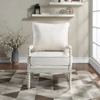 Fauteuil Spindle, Rembourré, Une place – Gris clair / Denim / Lin / Blanc antique
