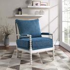 Fauteuil Spindle, Rembourré, Une place – Gris clair / Denim / Lin / Blanc antique