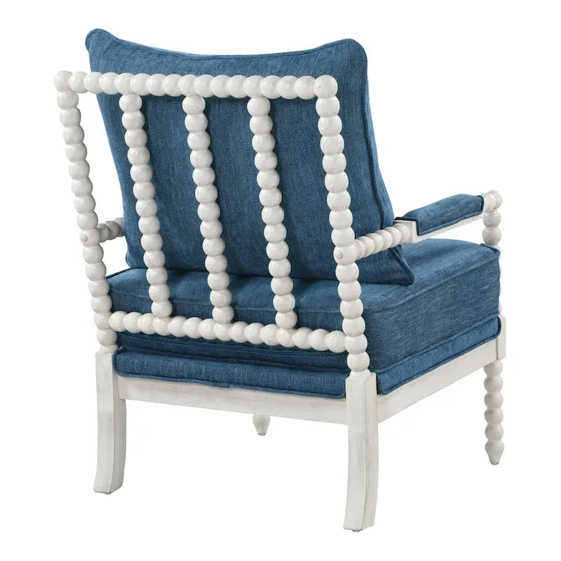 Fauteuil Spindle, Rembourré, Une place – Gris clair / Denim / Lin / Blanc antique