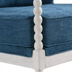 Fauteuil Spindle, Rembourré, Une place – Gris clair / Denim / Lin / Blanc antique