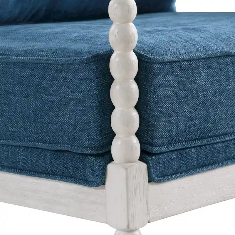 Fauteuil Spindle, Rembourré, Une place – Gris clair / Denim / Lin / Blanc antique