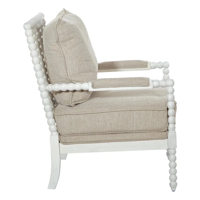 Fauteuil Spindle, Rembourré, Une place – Gris clair / Denim / Lin / Blanc antique