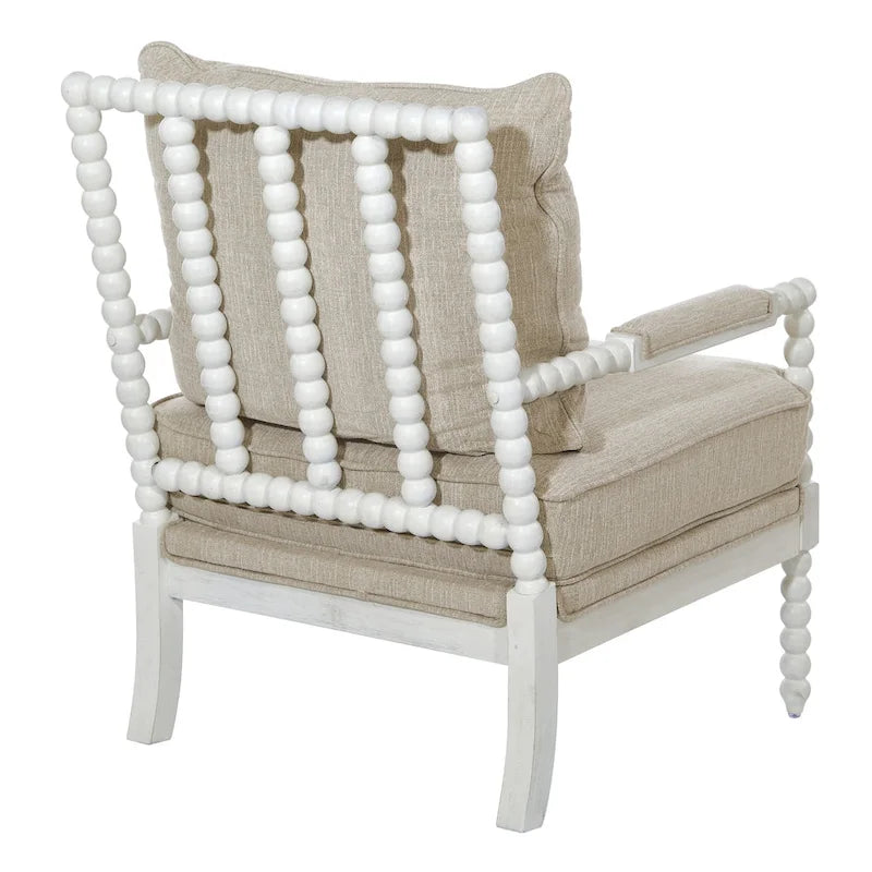 Fauteuil Spindle, Rembourré, Une place – Gris clair / Denim / Lin / Blanc antique