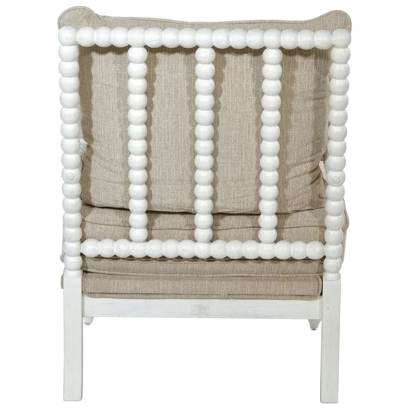 Fauteuil Spindle, Rembourré, Une place – Gris clair / Denim / Lin / Blanc antique
