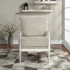 Fauteuil Spindle, Rembourré, Une place – Gris clair / Denim / Lin / Blanc antique