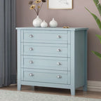 Commode de tiroirs noire/bleue de style rétro à poignée coquille (4 ou 6 tiroirs, assemblage par 1 personne)