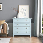 Commode de tiroirs noire/bleue de style rétro à poignée coquille (4 ou 6 tiroirs, assemblage par 1 personne)